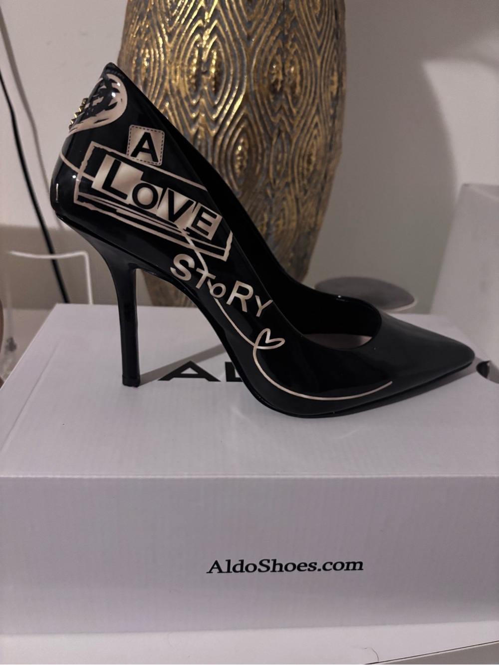 Aldo Black Patent 'A Love Story' Graphic Stiletto Pump